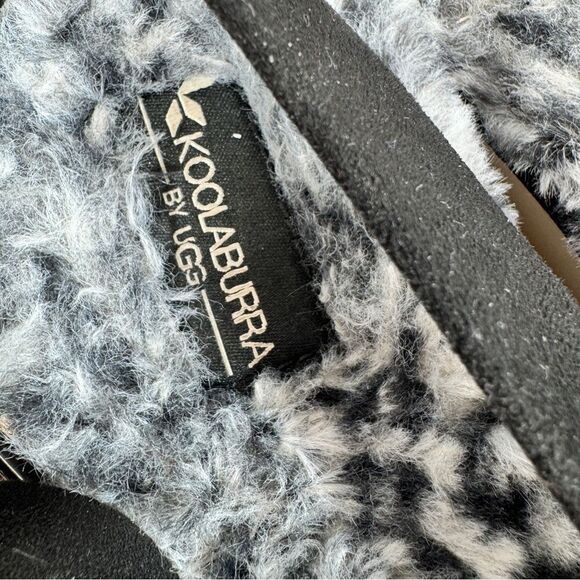 Koolaburra by Ugg Fuzz’d Out Faux Fur Sandals Black Grey 9 Cheetah Slingback - Picture 9 of 10